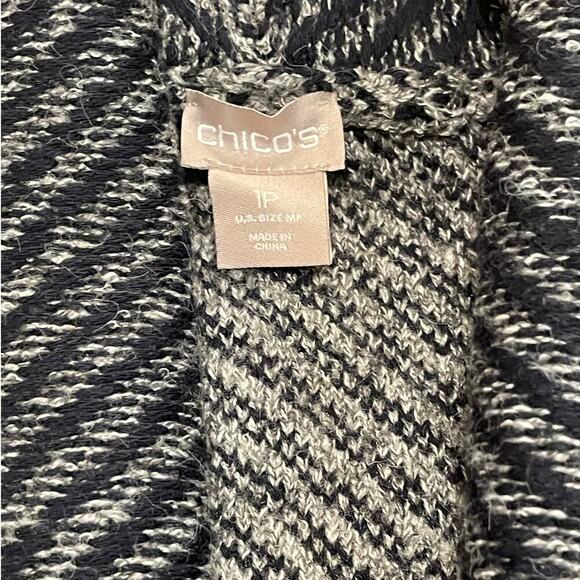 Chico’s 1P, M Open Front Cardigan | Striped Knit, Neutral Fall, Cozy Shawl NWOT - Picture 6 of 11